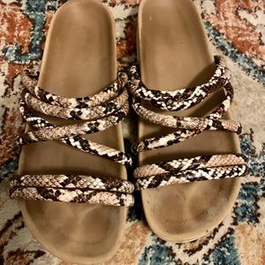 J/Slides Strappy Snakeskin Footbed Sandal